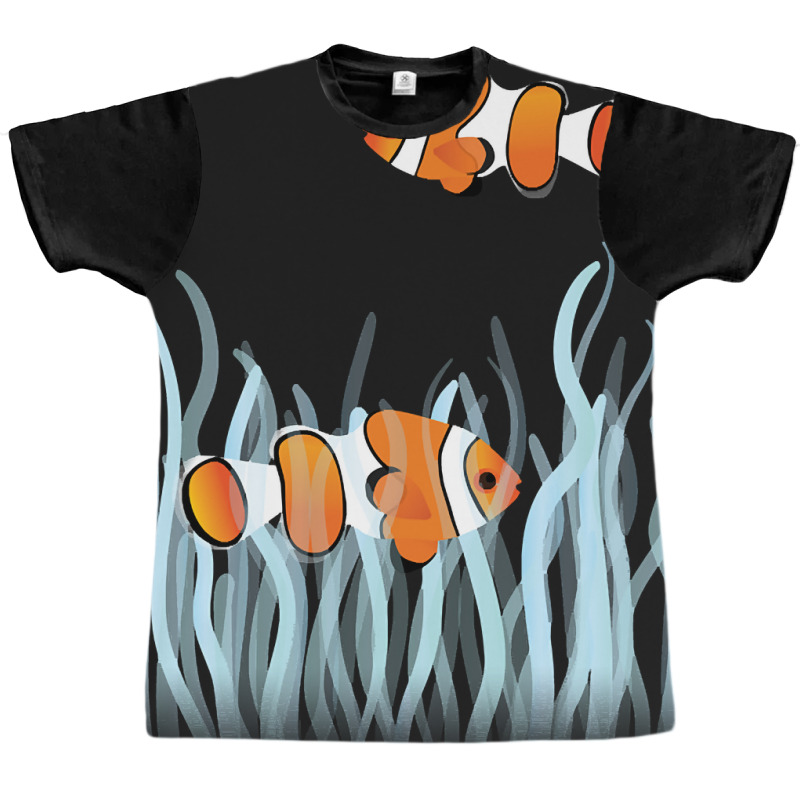 Two Clown Fishes Swimming Between Sea Anemones Graphic T-shirt | Artistshot