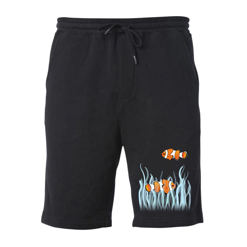 Two Clown Fishes Swimming Between Sea Anemones Fleece Short | Artistshot