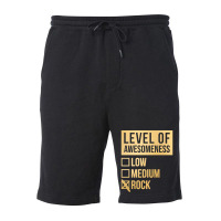 Funny And Awesome Level Of Awesomeness Low Medium Gift Gifts Rock Sayi Fleece Short | Artistshot