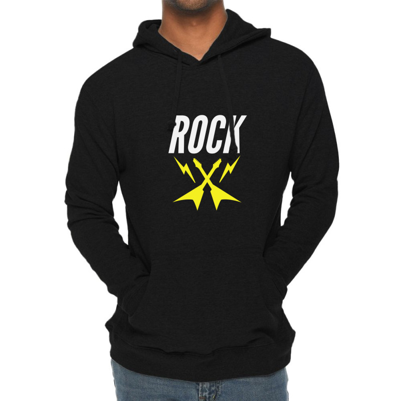 Rock With The Lightning Bolt Guitars Lightweight Hoodie by JuanNunez | Artistshot