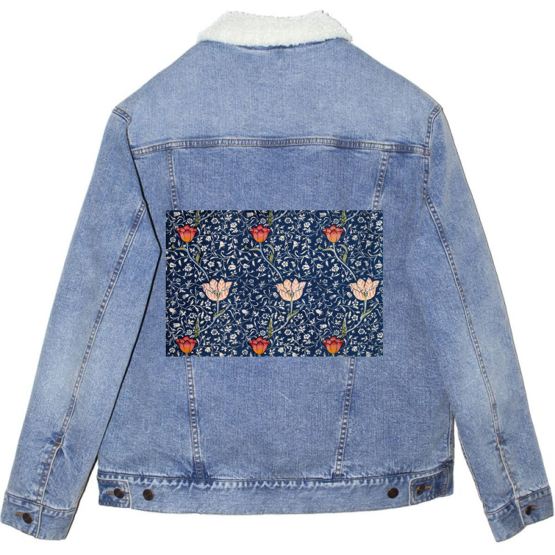 Flowers Pattern Unisex Sherpa-Lined Denim Jacket by ElaineABernard | Artistshot