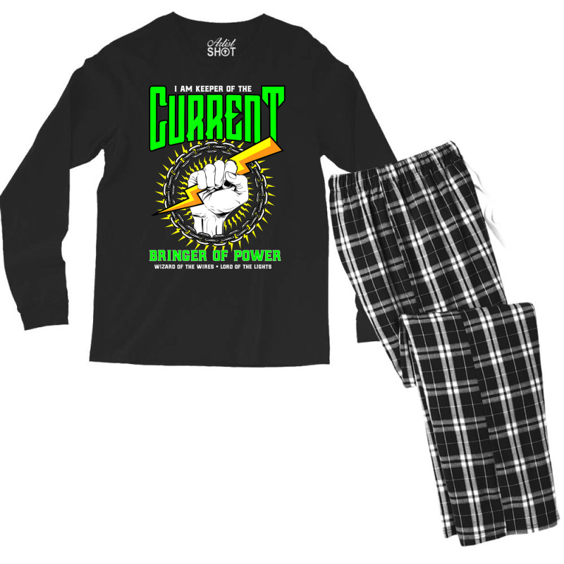 Funny Electrician Gift Electrical Engineer Lineman Men's Long Sleeve Pajama Set by DangDuy | Artistshot