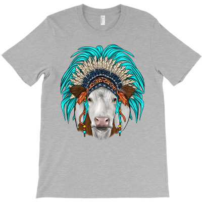 Simmental Indian Headdress T-shirt Designed By Angel Clark