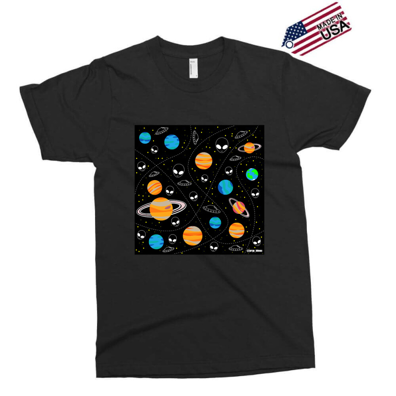 Aliens And Planets A Vector Pattern Wallpaper Ecopop Exclusive T-shirt | Artistshot