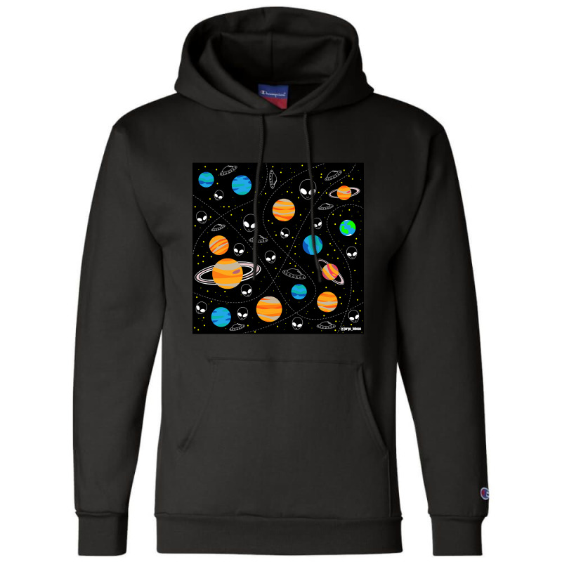 Aliens And Planets A Vector Pattern Wallpaper Ecopop Champion Hoodie | Artistshot