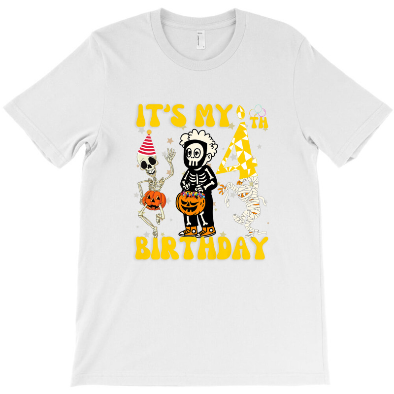 Kids It's My 4th Birthday Boy Funny Skeleton Pumpkin Halloween T-shirt | Artistshot