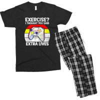 Vintage Exercise I Thought You Said Extra Lives Video Gamer Men's T-shirt Pajama Set | Artistshot