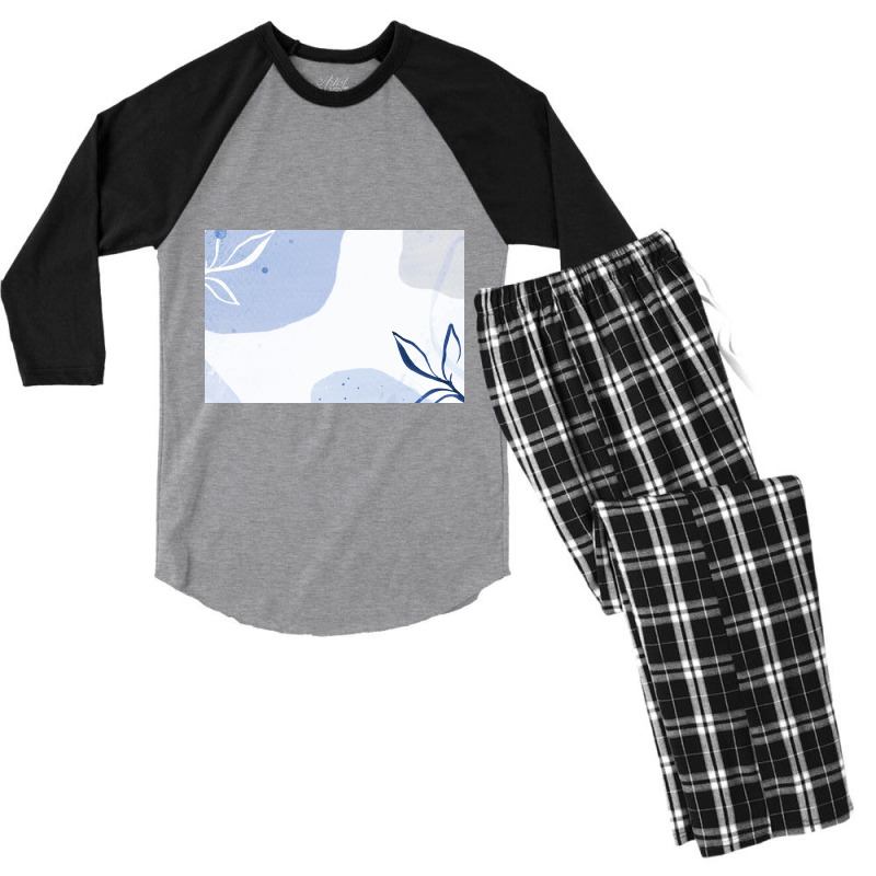 Patterned Blue Background Men's 3/4 Sleeve Pajama Set by ElaineABernard | Artistshot