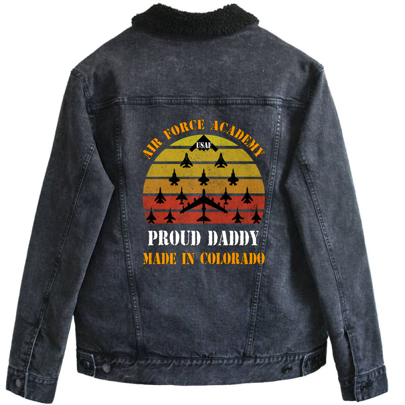 Proud Usaf Daddy Dilfs Air Force Academy Dad And Daughter Unisex Sherpa-lined Denim Jacket | Artistshot