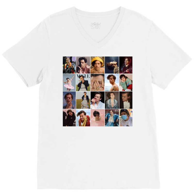 H. Styles Aesthetic Wall Collage V-neck Tee | Artistshot