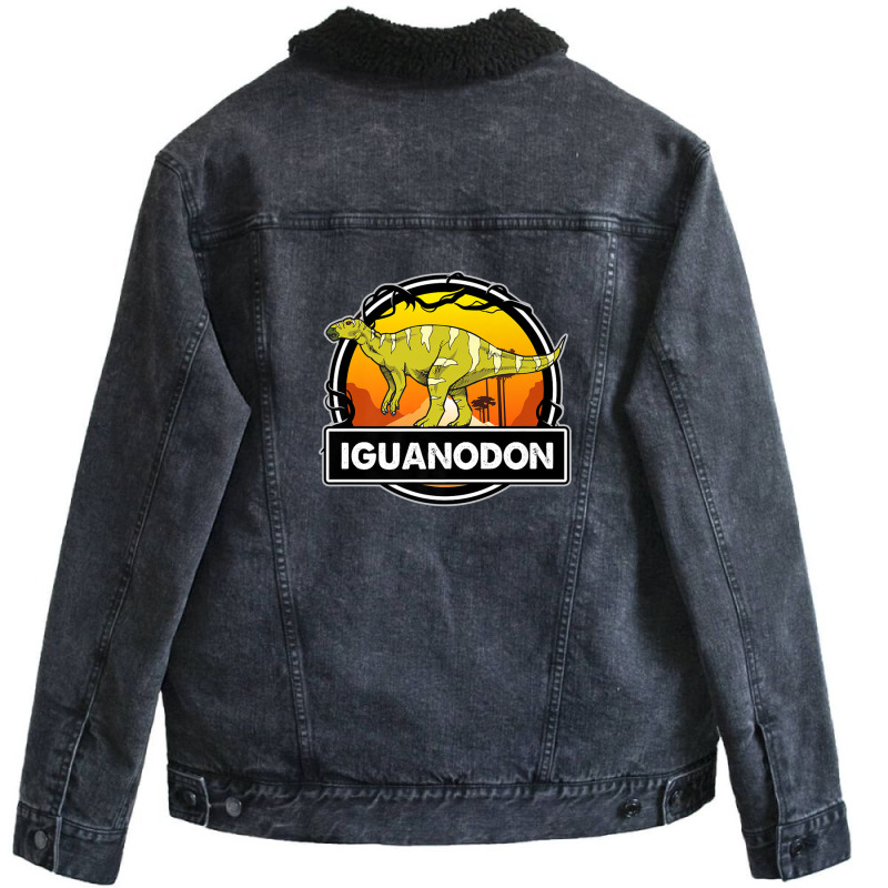 Iguanodon Dinosaur Prehistoric Dinosaurs Lover Unisex Sherpa-lined Denim Jacket | Artistshot