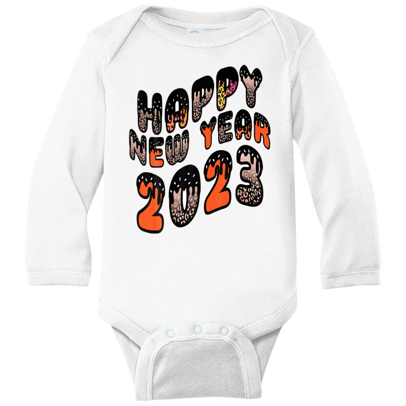 Leopard Happy New Year 2023 New Year's Eve Costume Long Sleeve Baby Bodysuit | Artistshot