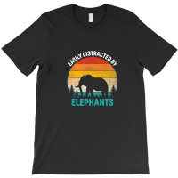 Easily Distracted By Elephants Vintage Retro Sunset T-shirt | Artistshot