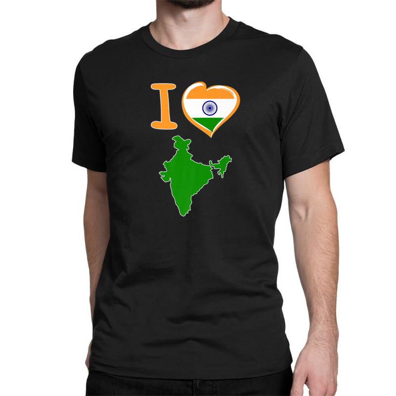 I Love India. Indian Flag In Shape Of A Heart. Country Map Classic T-shirt | Artistshot