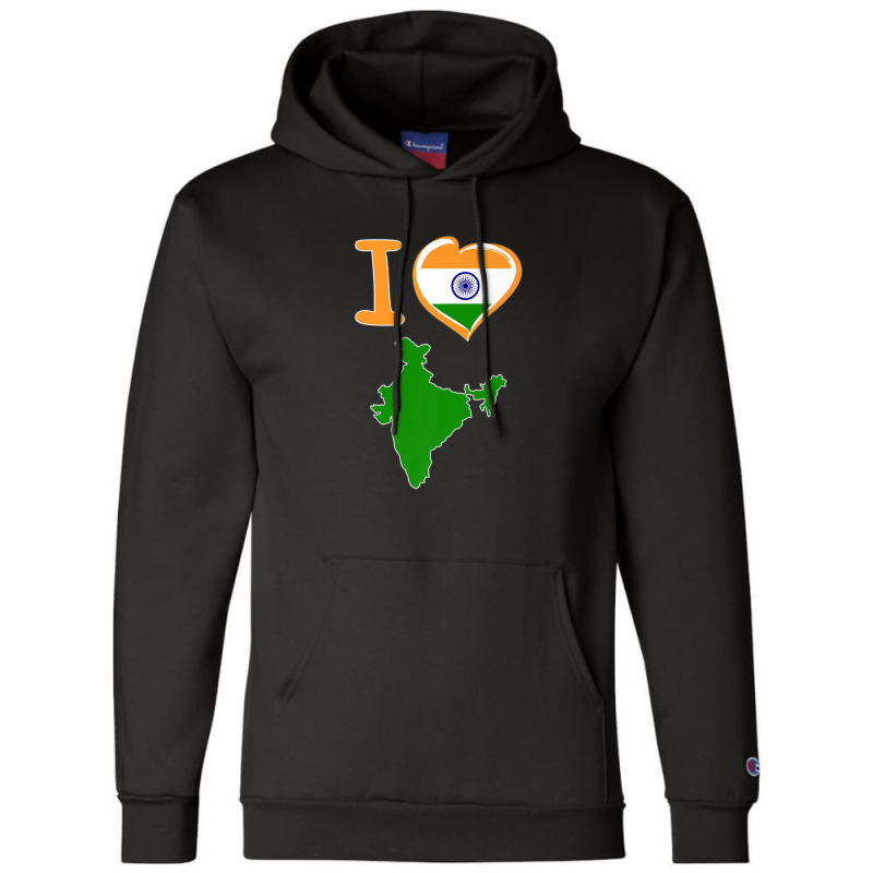 I Love India. Indian Flag In Shape Of A Heart. Country Map Champion Hoodie | Artistshot