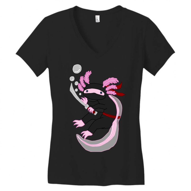 Ninja Axolotl (pink) Women's V-Neck T-Shirt by Min05 | Artistshot