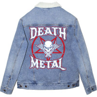 Death Metal Skull Rock Music Nihilism Pentagram Design Unisex Sherpa-lined Denim Jacket | Artistshot