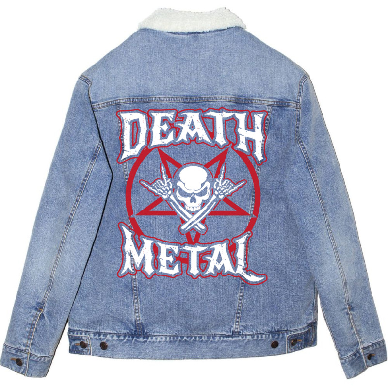 Death Metal Skull Rock Music Nihilism Pentagram Design Unisex Sherpa-Lined Denim Jacket by SoniaAlt | Artistshot