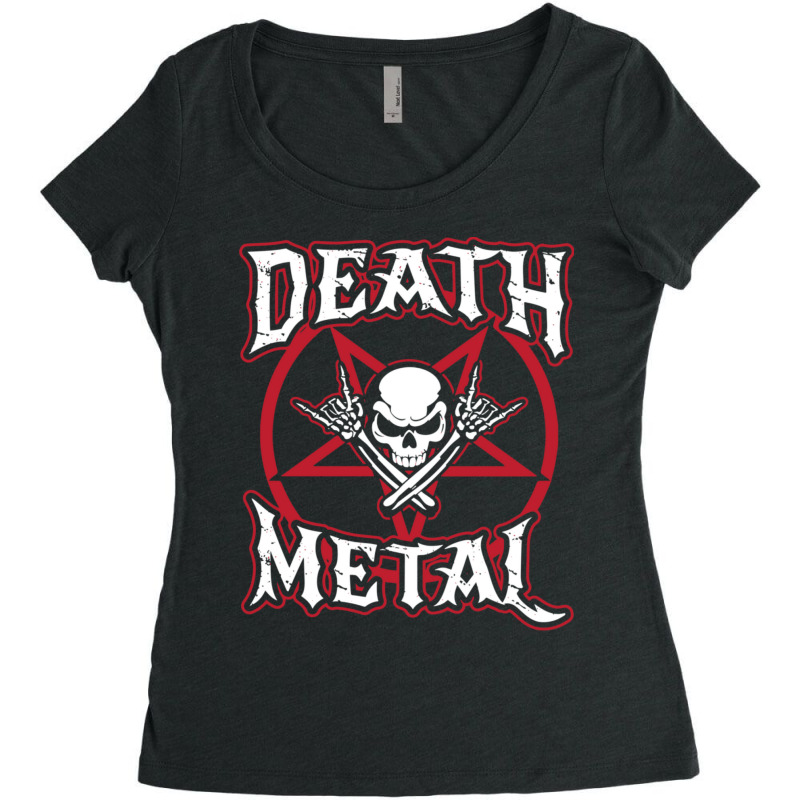 Death Metal Skull Rock Music Nihilism Pentagram Design Women's Triblend Scoop T-shirt by SoniaAlt | Artistshot