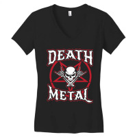 Death Metal Skull Rock Music Nihilism Pentagram Design Women's V-neck T-shirt | Artistshot