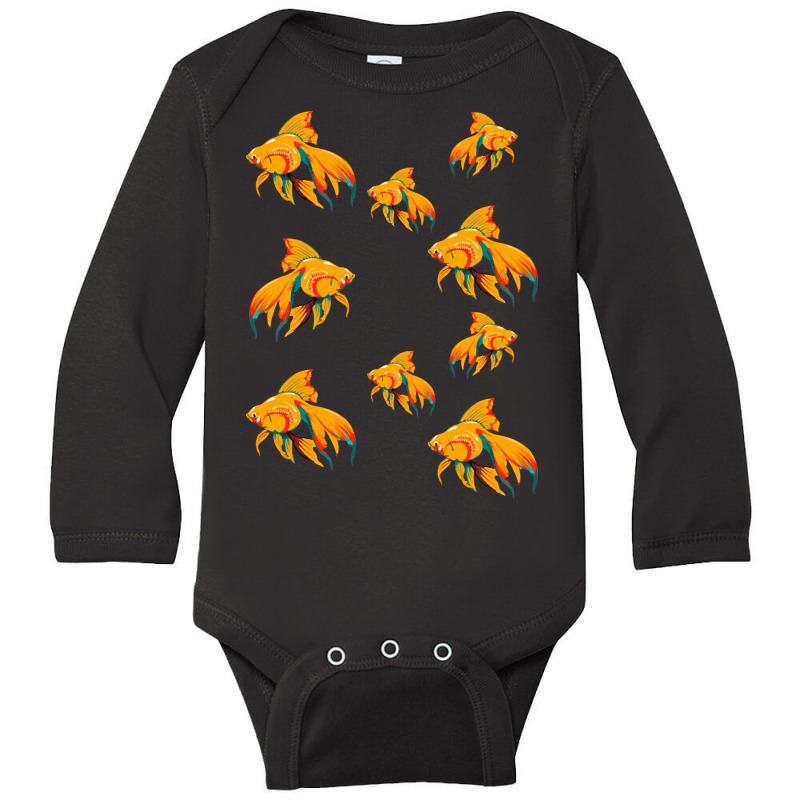 Golden Fish Pattern Long Sleeve Baby Bodysuit | Artistshot