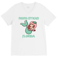 Panama City Beach Cute Mermaid Themed V-neck Tee | Artistshot