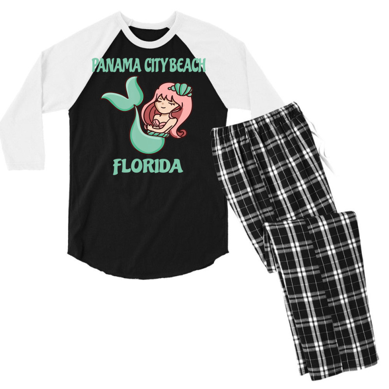 Panama City Beach Cute Mermaid Themed Men's 3/4 Sleeve Pajama Set by rastyrocl | Artistshot