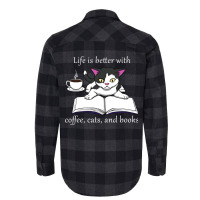 Cat Reading A Book Cute Cozy Coffee Flannel Shirt | Artistshot