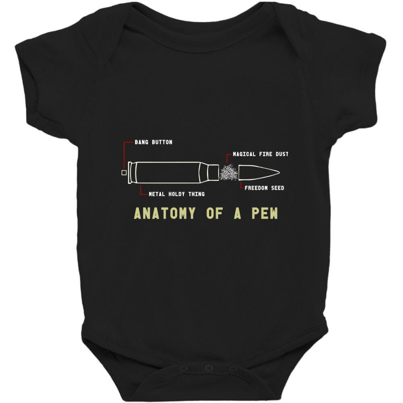 Anatomy Of A Pew Funny Shooting Ammo Design Baby Bodysuit | Artistshot