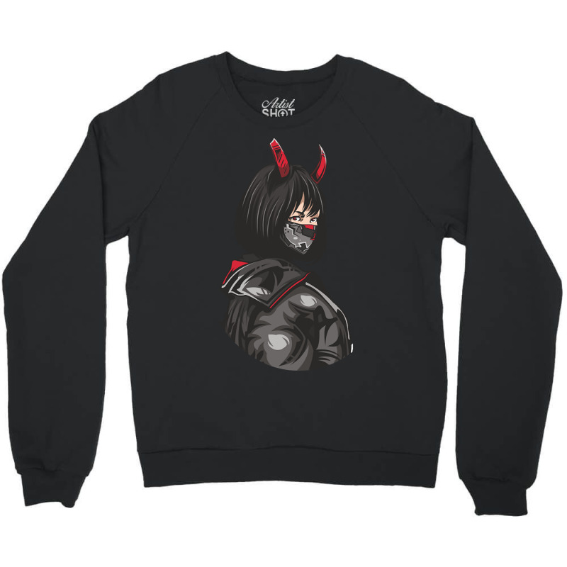 Anime. The Girl With Horns Crewneck Sweatshirt | Artistshot