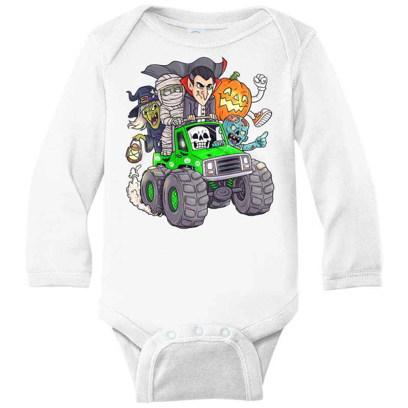 Halloween Skeleton Zombie Monster Truck Vampire Boys Kids  Copy Long Sleeve Baby Bodysuit by Davidartist | Artistshot