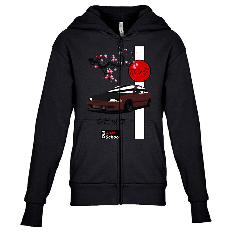 Jdm Eg Red Sun Edition Youth Zipper Hoodie by macklinsampson | Artistshot