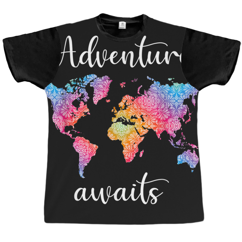 Adventure Awaits Mandala World Map Travel Outdoor Camping Graphic T-shirt | Artistshot