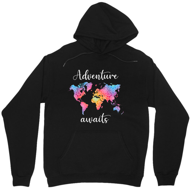 Adventure Awaits Mandala World Map Travel Outdoor Camping Unisex Hoodie | Artistshot