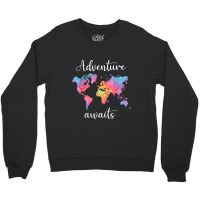 Adventure Awaits Mandala World Map Travel Outdoor Camping Crewneck Sweatshirt | Artistshot