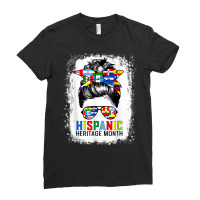 National Hispanic Heritage Month Messy Bun Countries Flags Ladies Fitted T-shirt | Artistshot