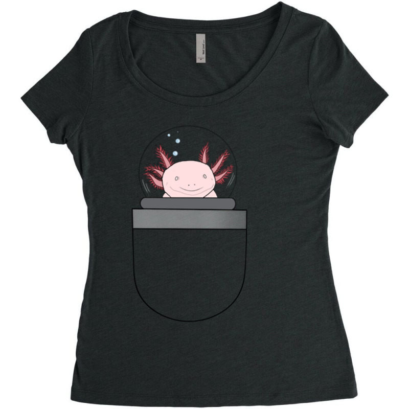 Pocket Axolotl - Albino Women's Triblend Scoop T-shirt by Min08 | Artistshot