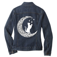 Moon Cat Playful Funny Cat Mandala Crescent Moon Witch Ladies Denim Jacket | Artistshot