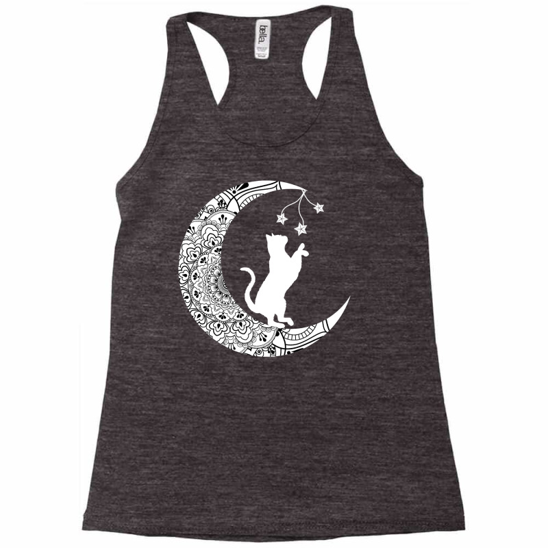 Moon Cat Playful Funny Cat Mandala Crescent Moon Witch Racerback Tank by BarbaraArtist | Artistshot