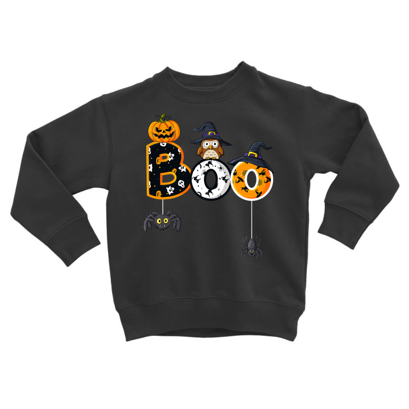 Halloween Boo Owl With Witch Hat Spiders Boys Girls Kids Toddler Sweatshirt | Artistshot