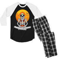 Halloween Skeleton Gamer Video Gaming Boys Men Kids Teens Men's 3/4 Sleeve Pajama Set | Artistshot