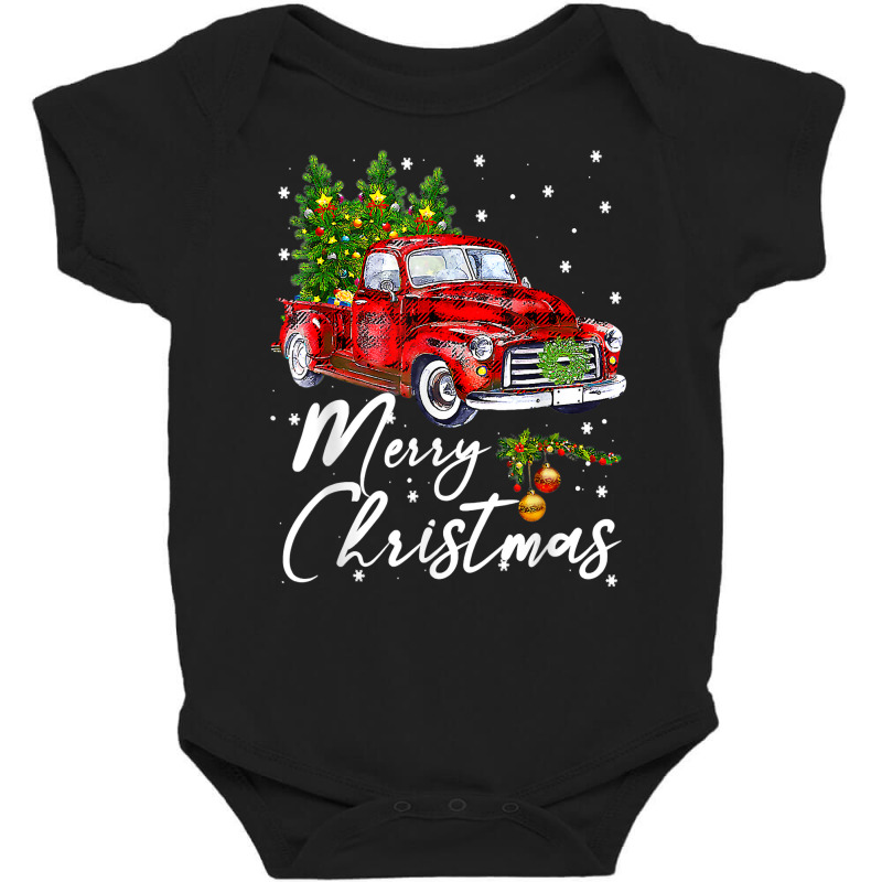 Merry Christmas Vintage Wagon Red Truck Pajama Family Party T Shirt Baby Bodysuit by lavenakf44f | Artistshot