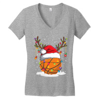 Christmas Basketball Reindeer Funny Santa Hat Xmas Kids Women's V-neck T-shirt | Artistshot