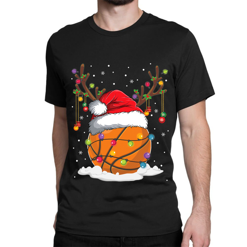 Christmas Basketball Reindeer Funny Santa Hat Xmas Kids Classic T-shirt by Aliceartist | Artistshot