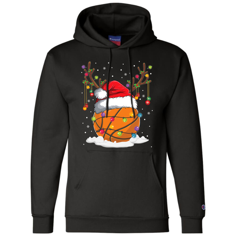 Christmas Basketball Reindeer Funny Santa Hat Xmas Kids Champion Hoodie by Aliceartist | Artistshot