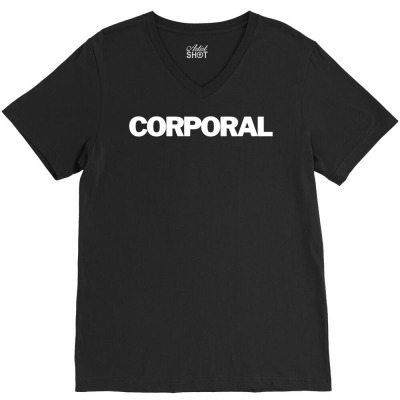 Corporal Insignia Text Apparel U.s Military T Shirt V-neck Tee Designed By Hollymurraygeric