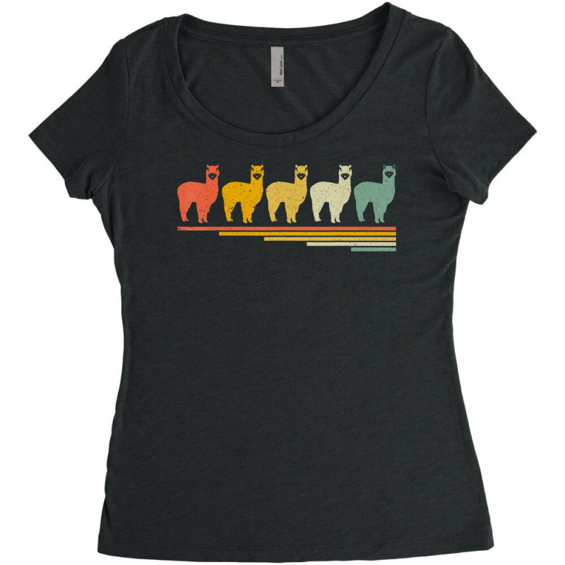 Alpaca Retro Vintage 70s 80s Animal Lover Women's Triblend Scoop T-shirt by hongquangd | Artistshot