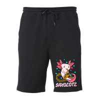 Saxolotl Sax Playing Axolotl Pun Walking Fish-ntnmd Fleece Short | Artistshot