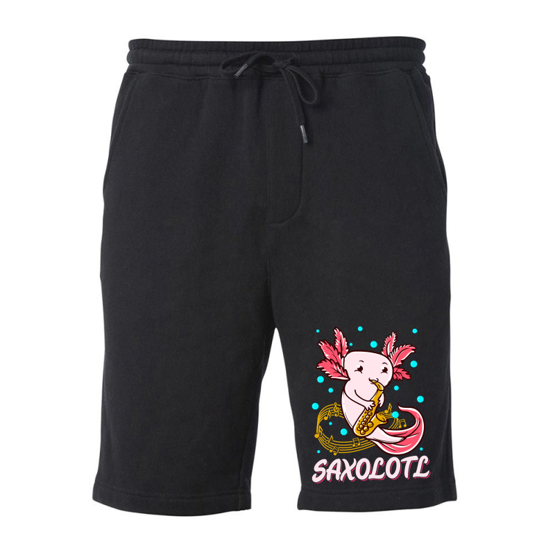 Saxolotl Sax Playing Axolotl Pun Walking Fish-ntnmd Fleece Short | Artistshot