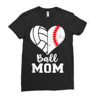 Ball Mom Heart Funny Baseball Volleyball Mom Ladies Fitted T-shirt | Artistshot